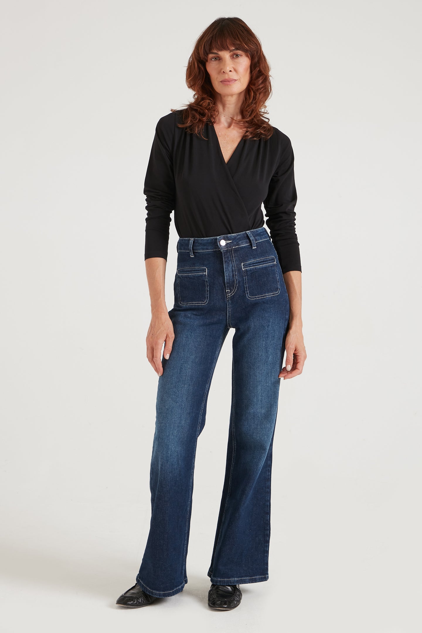 Kate The High Top Patch Pocket Relaxed Wide Leg | When Night Fell [Dark Blue Denim]