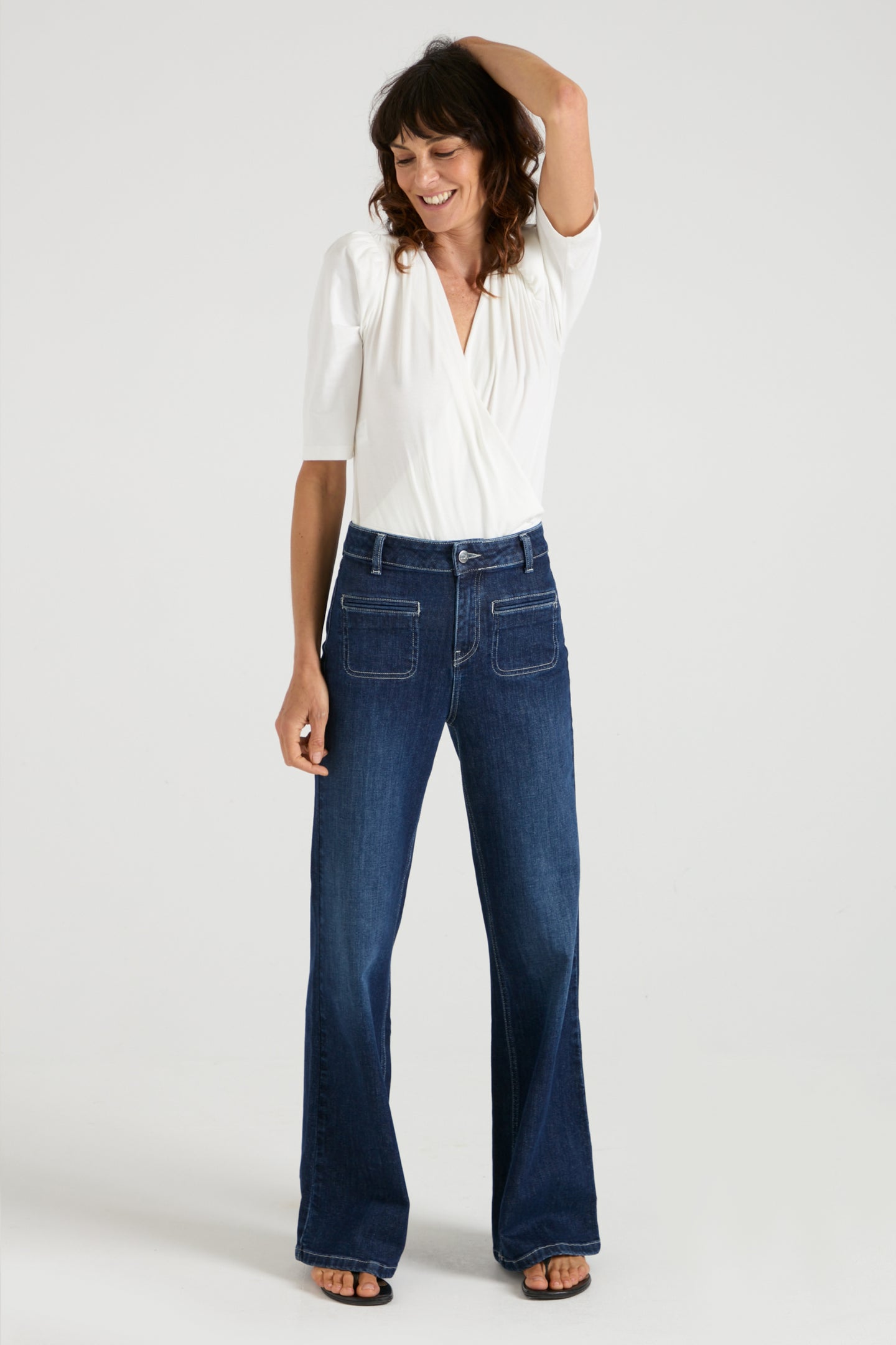 Kate The High Top Patch Pocket Relaxed Wide Leg | When Night Fell [Dark Blue Denim]