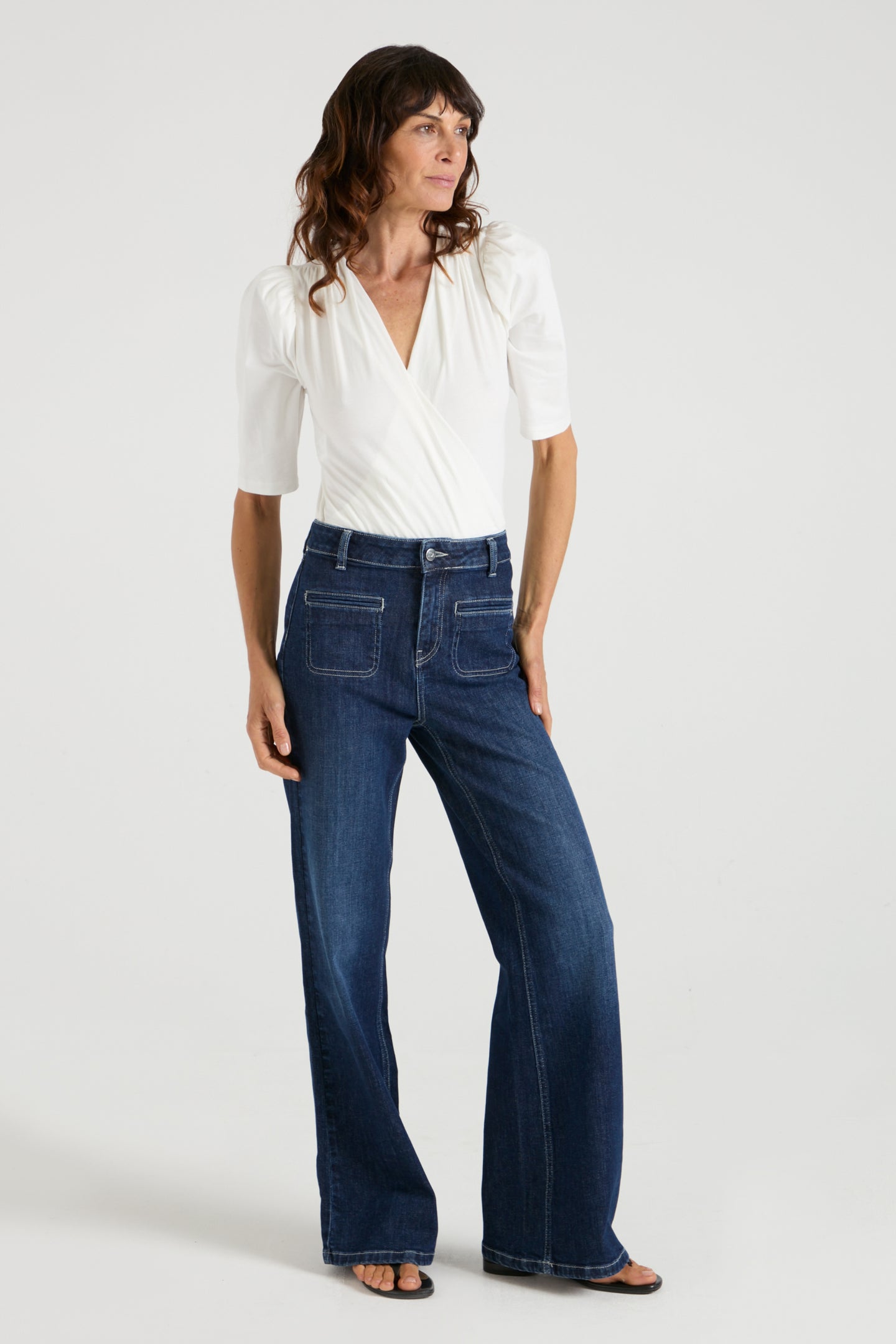 Kate The High Top Patch Pocket Relaxed Wide Leg | When Night Fell [Dark Blue Denim]