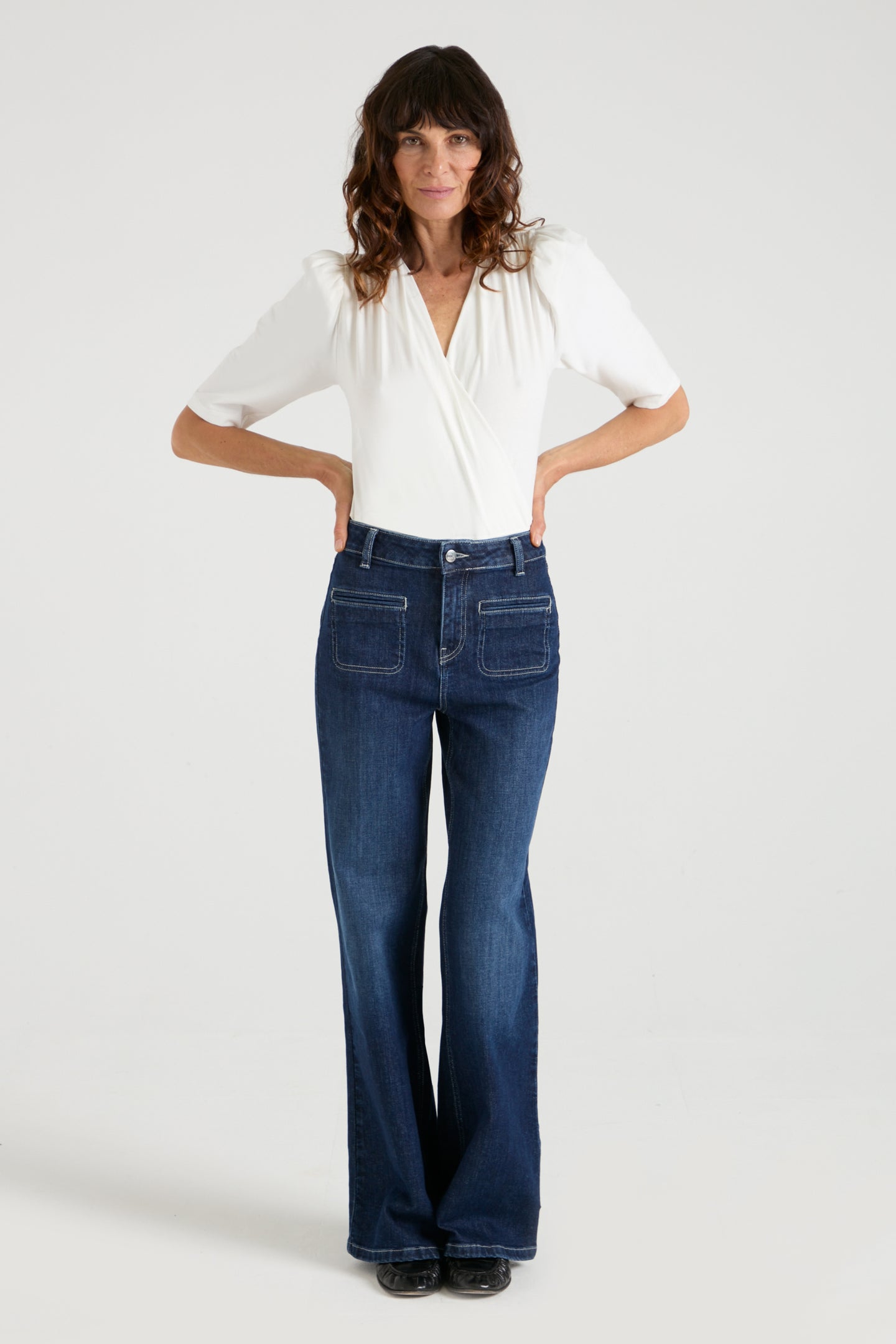 Kate The High Top Patch Pocket Relaxed Wide Leg | When Night Fell [Dark Blue Denim]