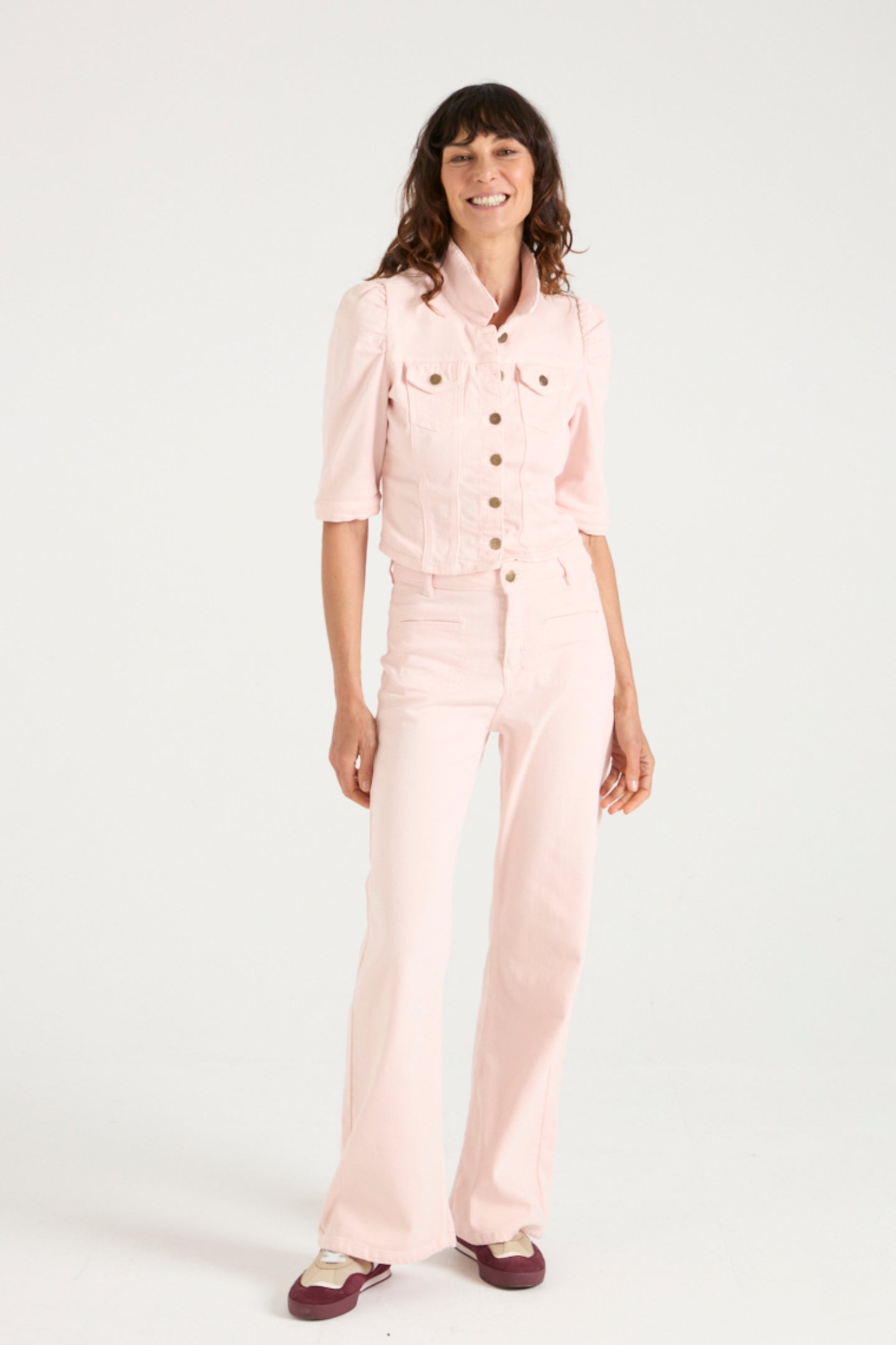 Kate The High Top Patch Pocket Relaxed Wide Leg | Shell Pink [Pink Denim]