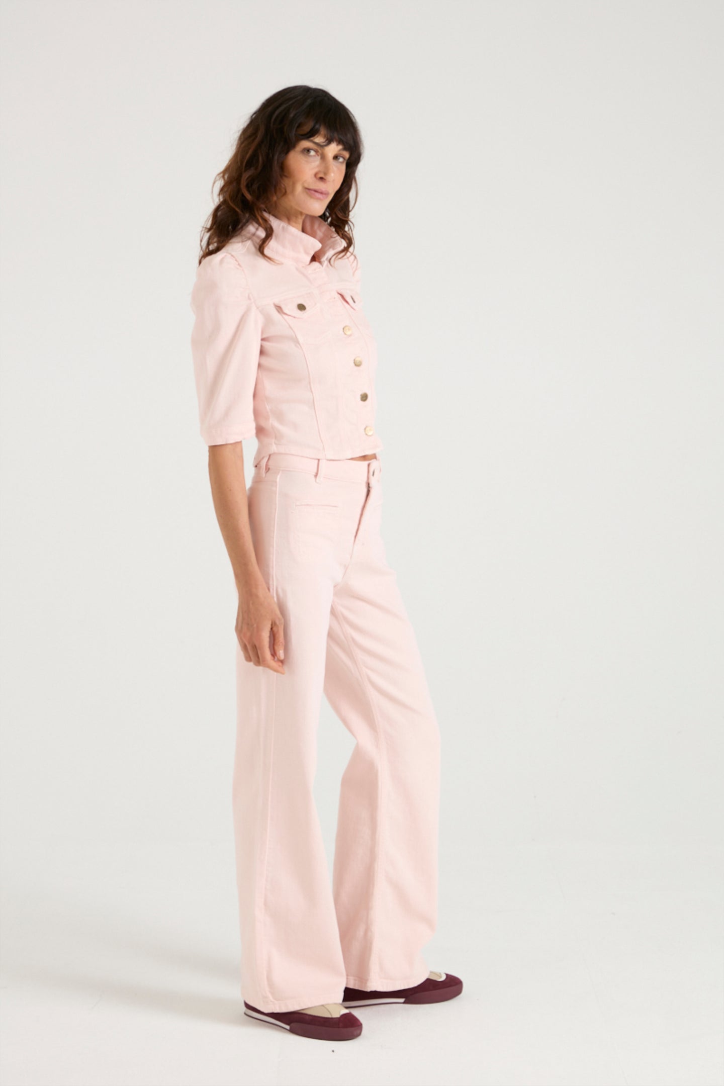 Kate The High Top Patch Pocket Relaxed Wide Leg | Shell Pink [Pink Denim]