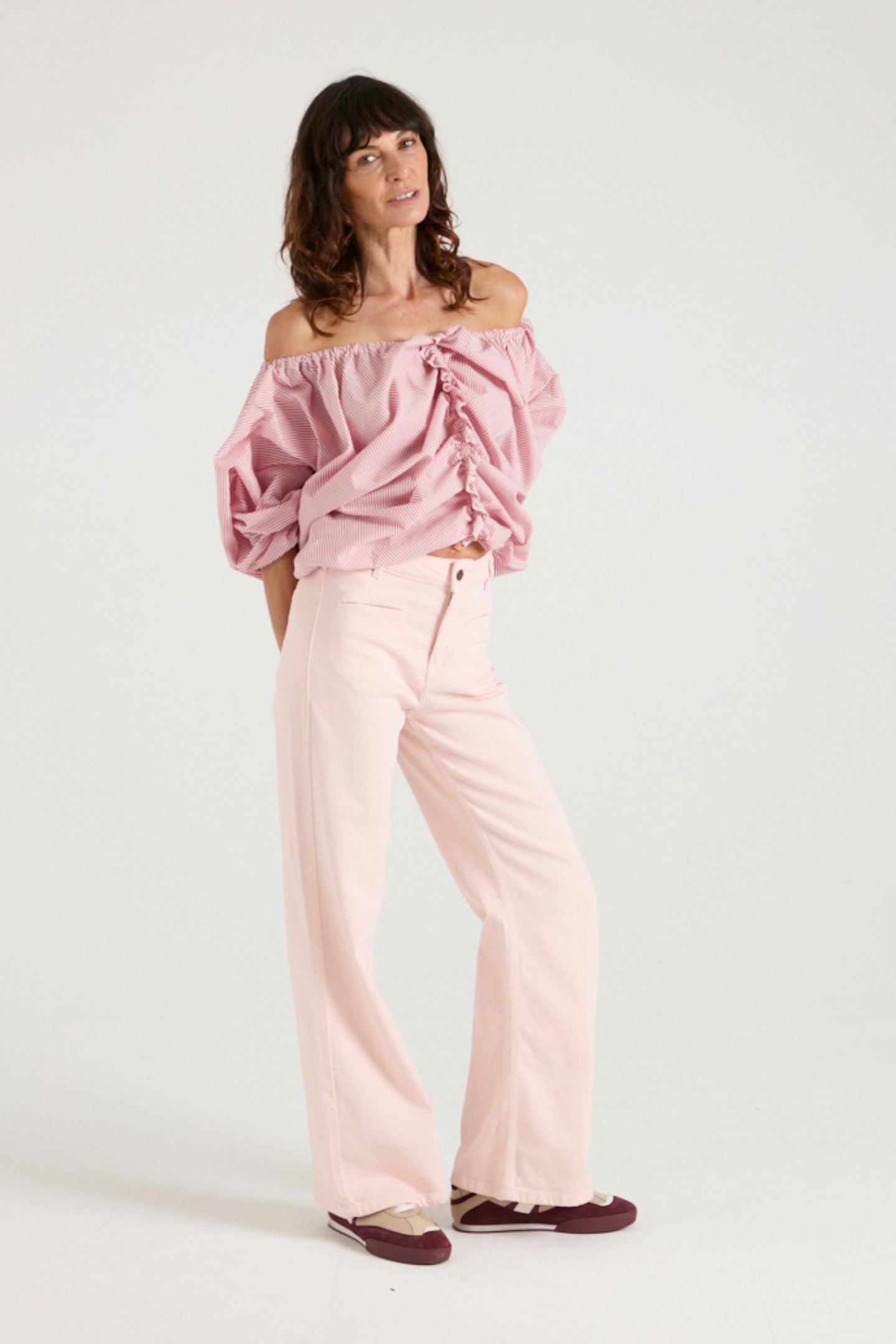 Kate The High Top Patch Pocket Relaxed Wide Leg | Shell Pink [Pink Denim]