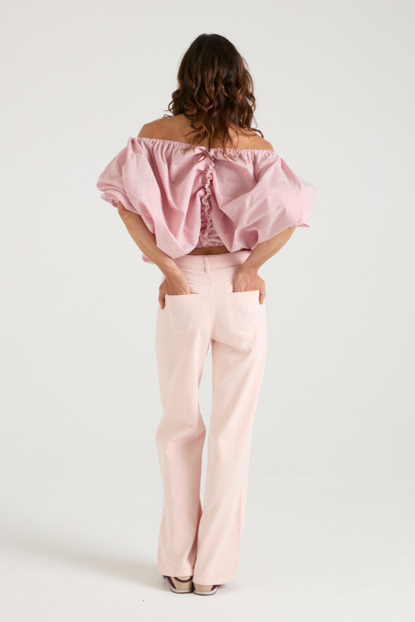 Kate The High Top Patch Pocket Relaxed Wide Leg | Shell Pink [Pink Denim]