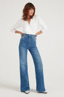 Minnie The High Top Full Length Wide Leg Flared Jeans | Lazy Afternoon [Classic Blue Denim]