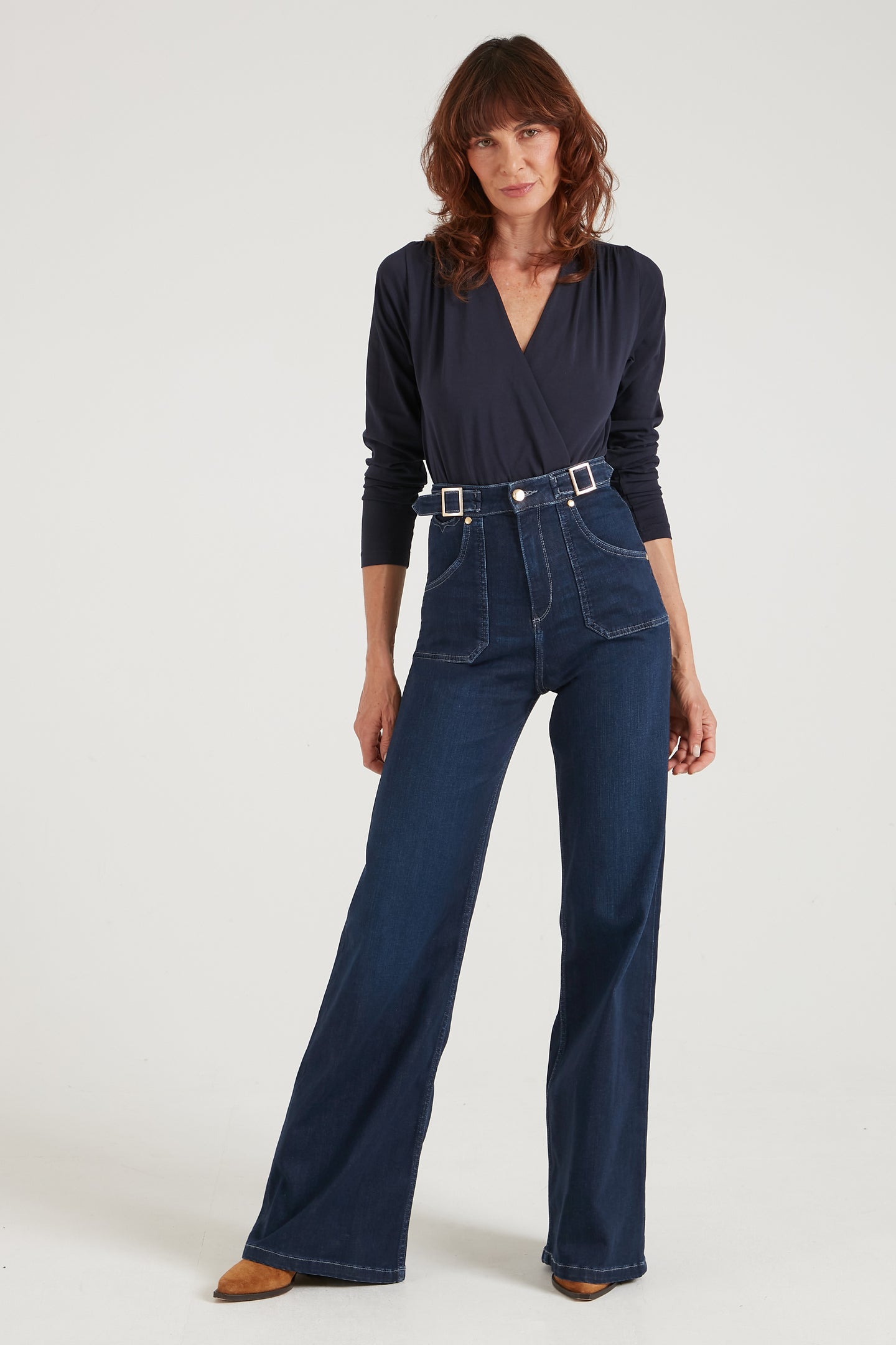 Minnie The High Top Full Length Wide Leg Flared Jeans | Lovers & Losers [Dark Wash Denim]