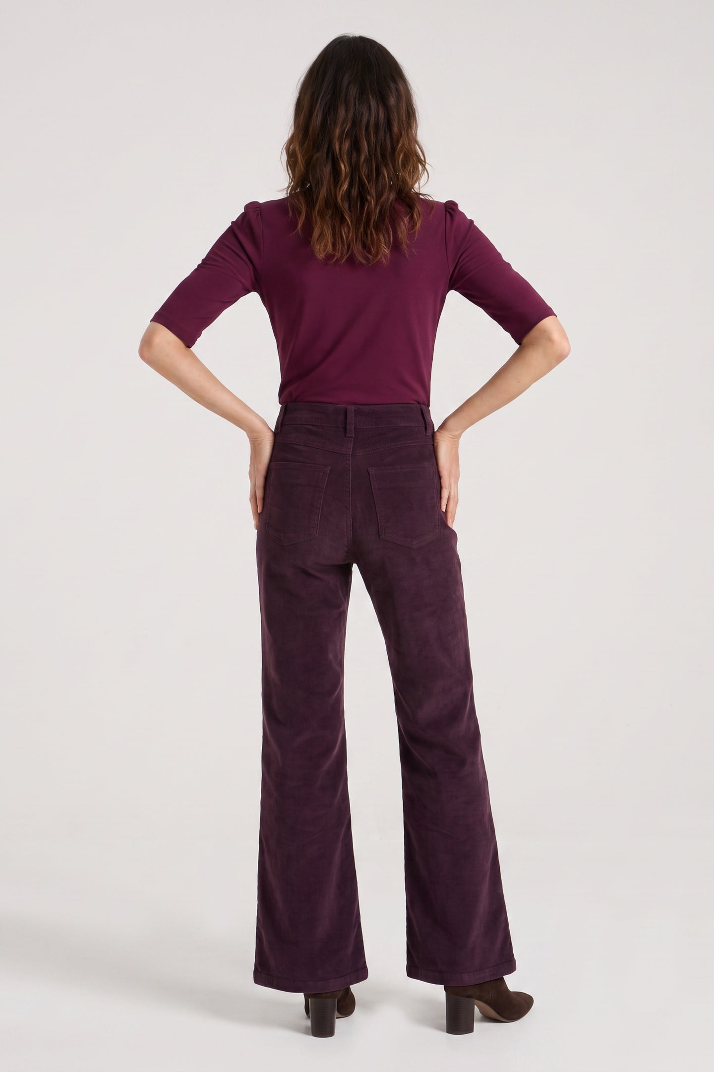 Kate The High Top Patch Pocket Relaxed Wide Leg | The Grape Escape [Burgundy Denim]