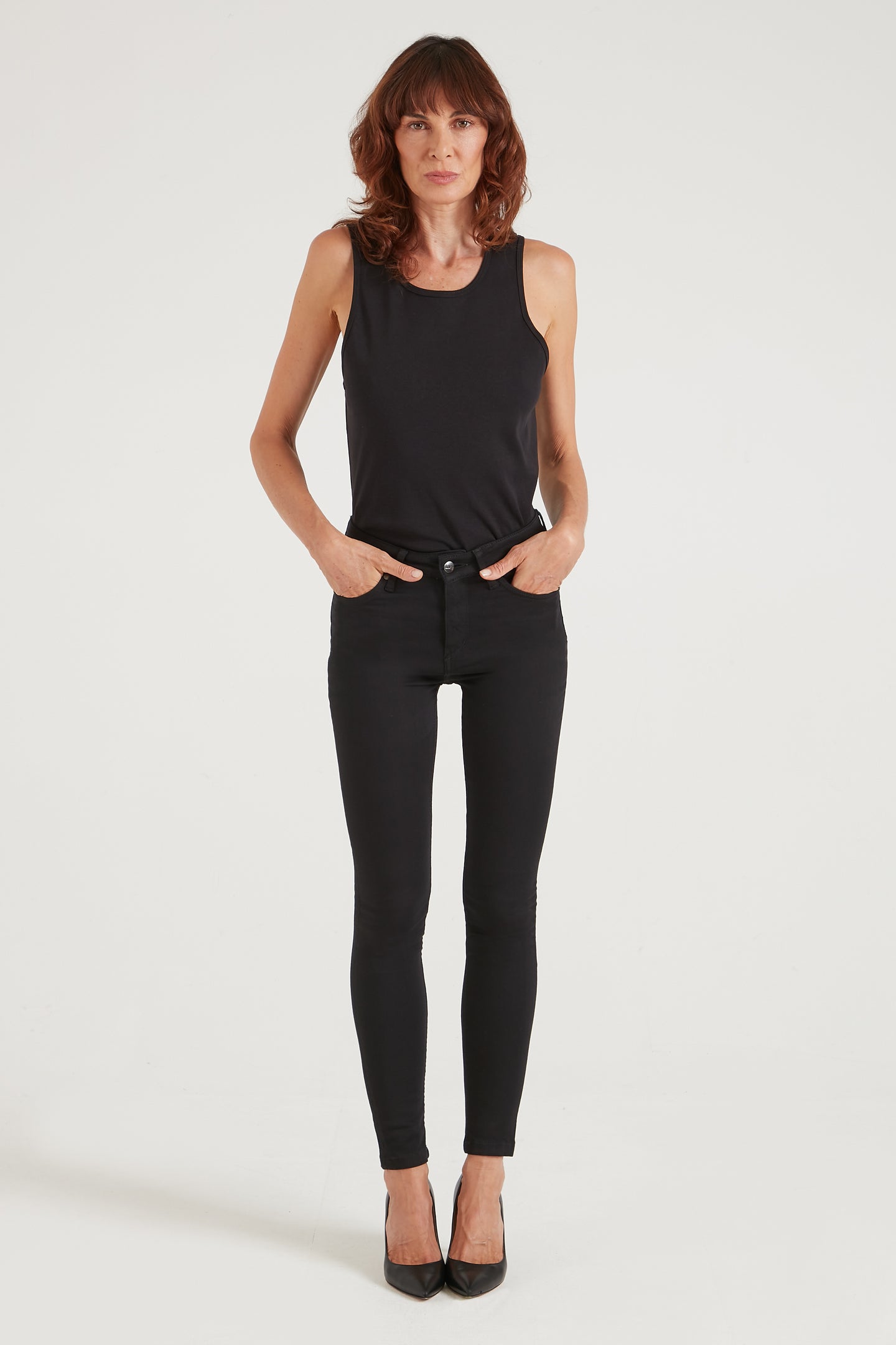 Rizzo The High Waisted Ankle Skinny Jeans Black Denim โ Donna Ida