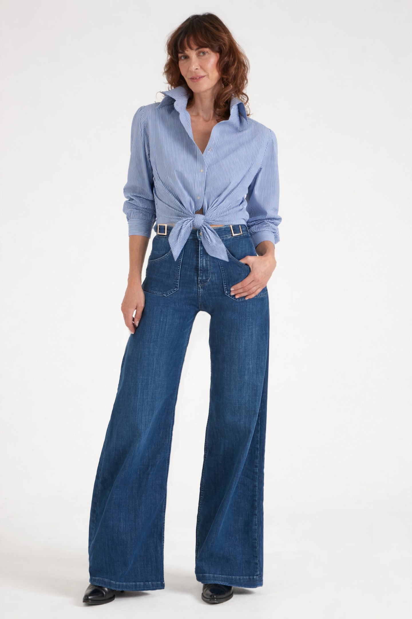 The Miryam Shirt | Faded Navy Pinstripe