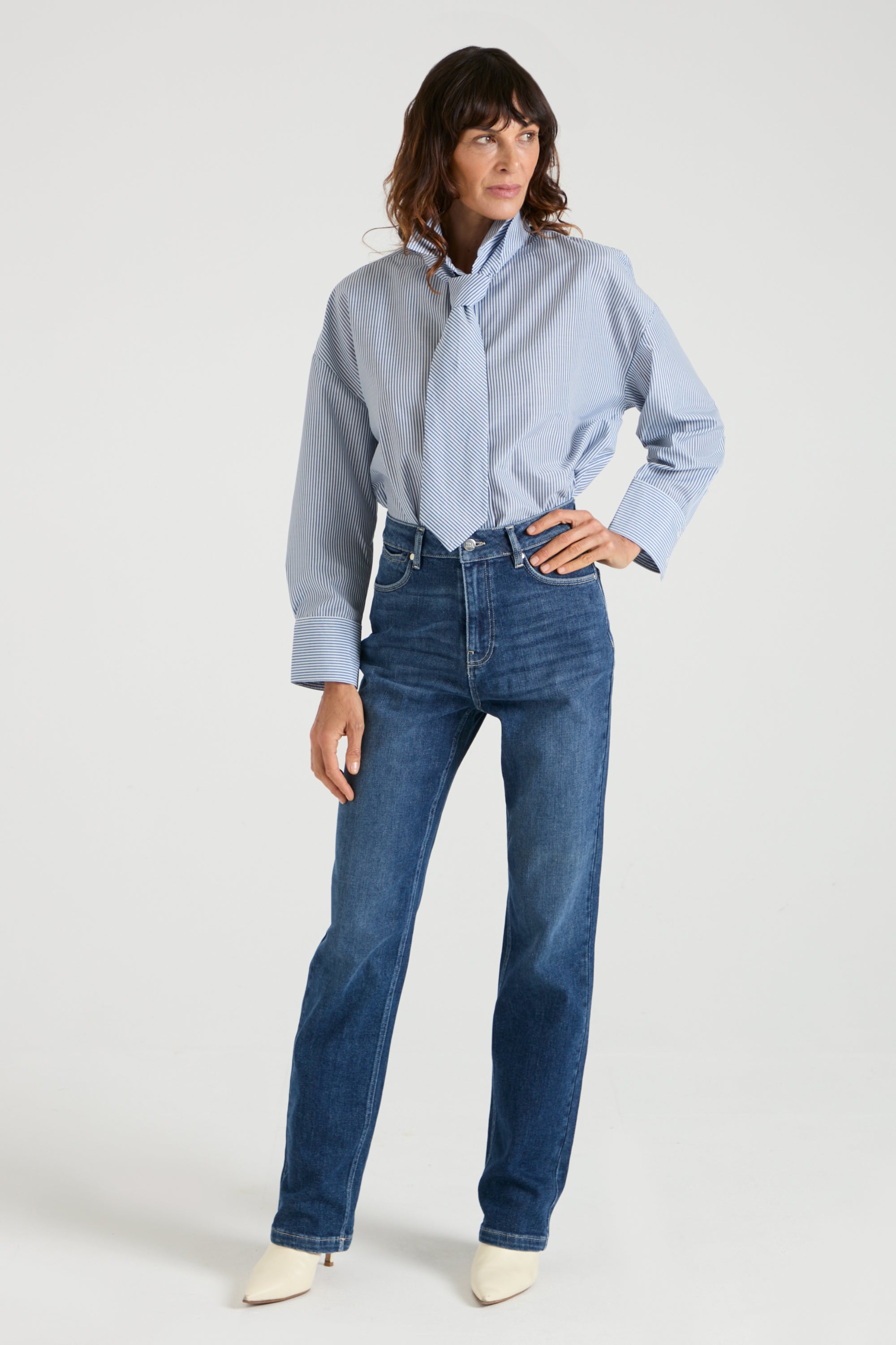 The Miryam Shirt | Faded Navy Pinstripe [Blue]