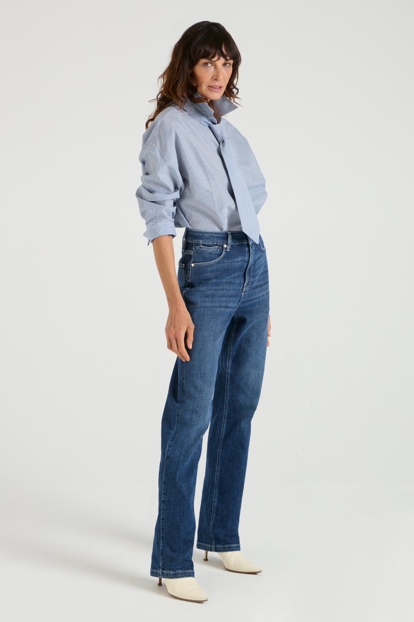The Miryam Shirt | Faded Navy Pinstripe [Blue]