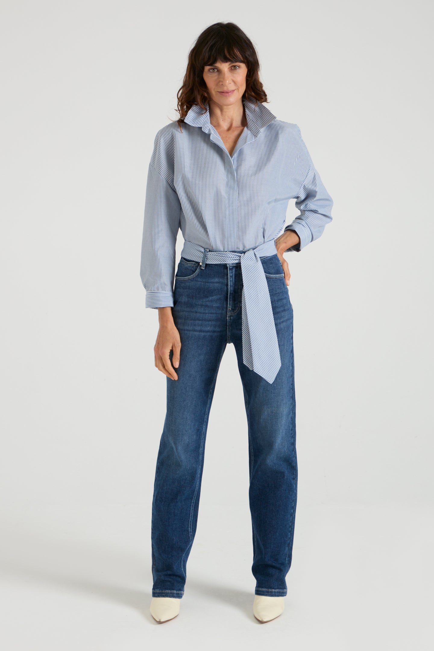 The Miryam Shirt | Faded Navy Pinstripe [Blue]