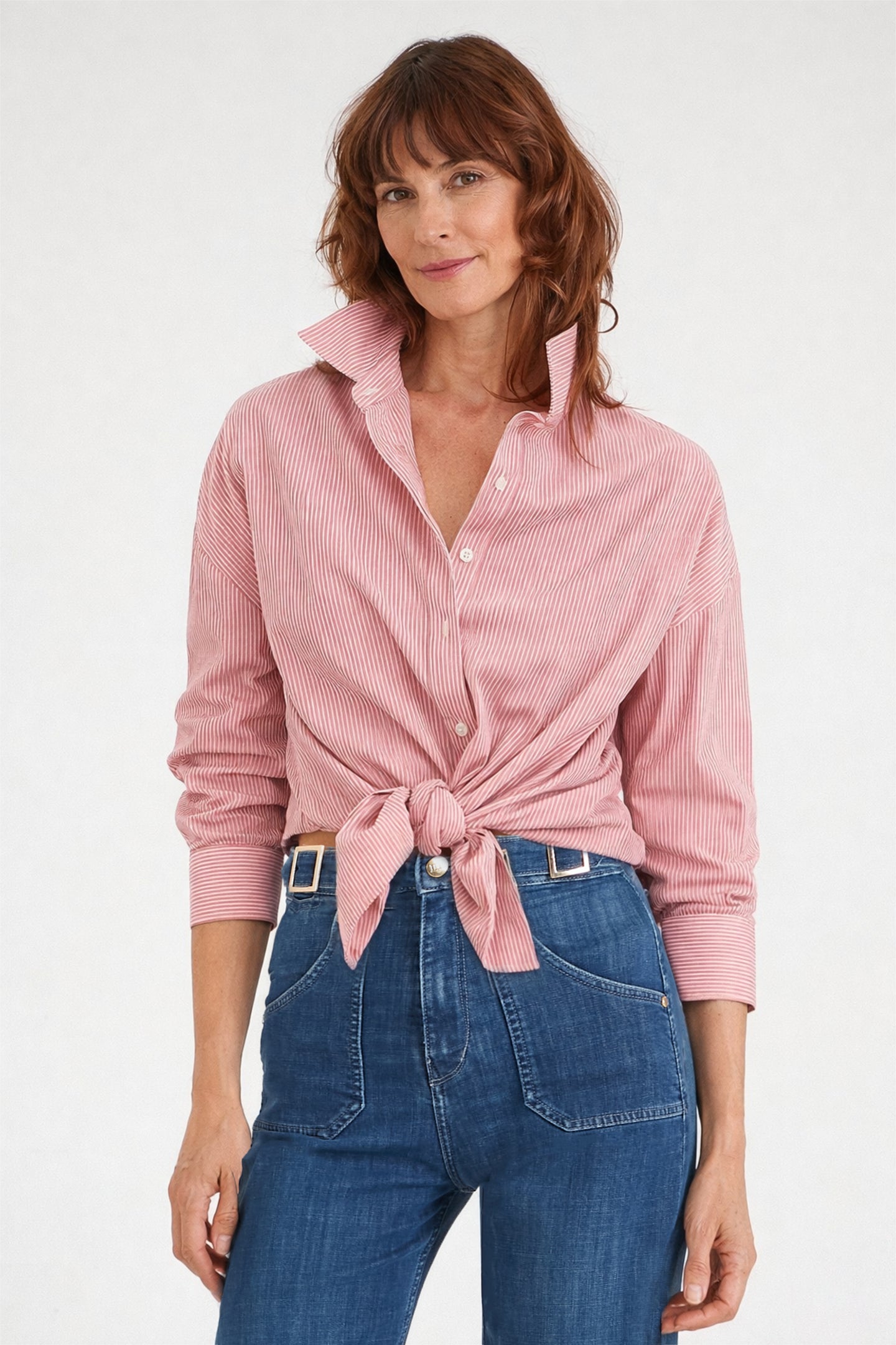 The Miryam Shirt | Red Rusty Pinstripe