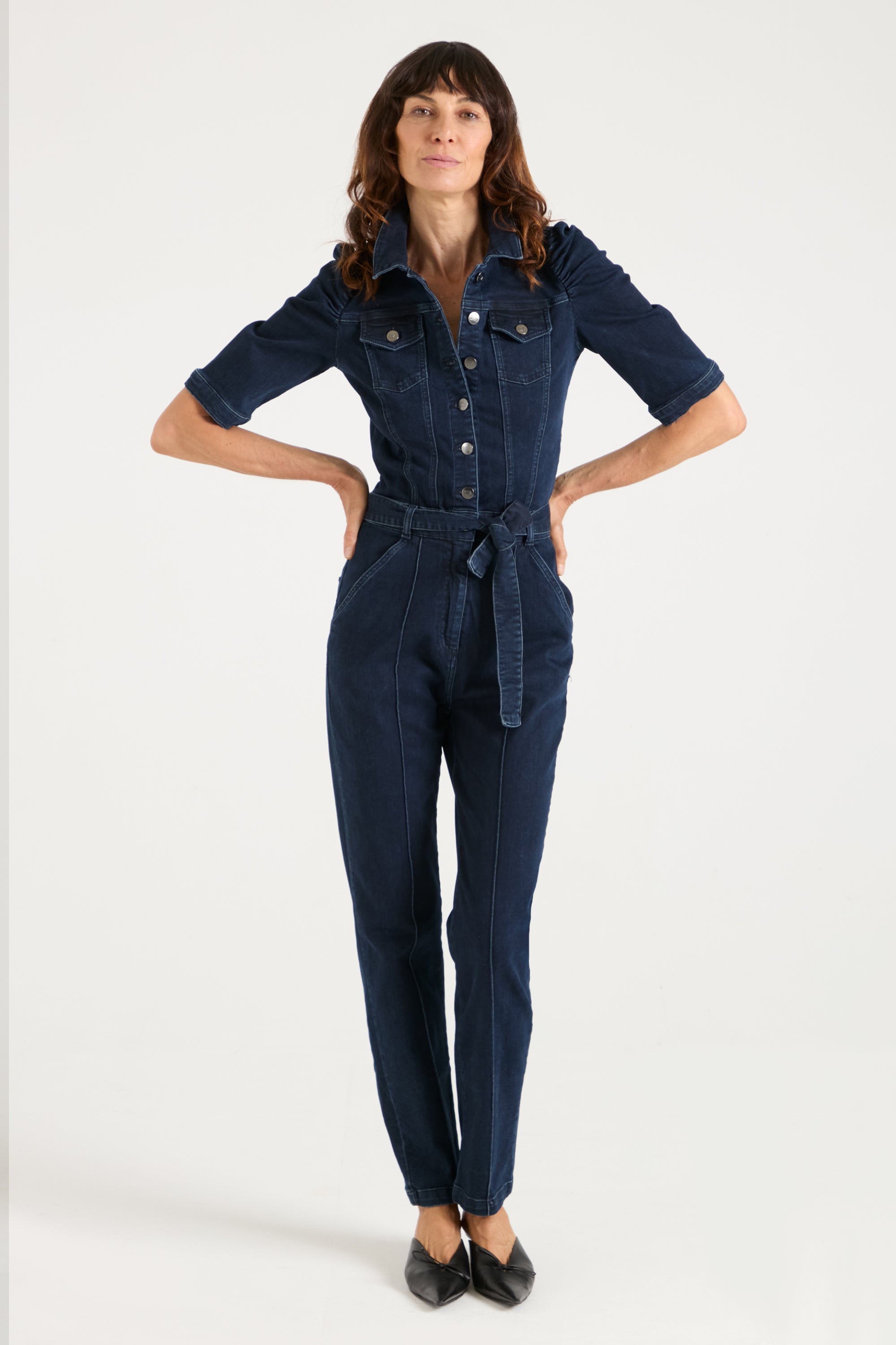 Sophie The Nipped In Tailored Jumpsuit | Got The Blues Baby [Blue Denim]