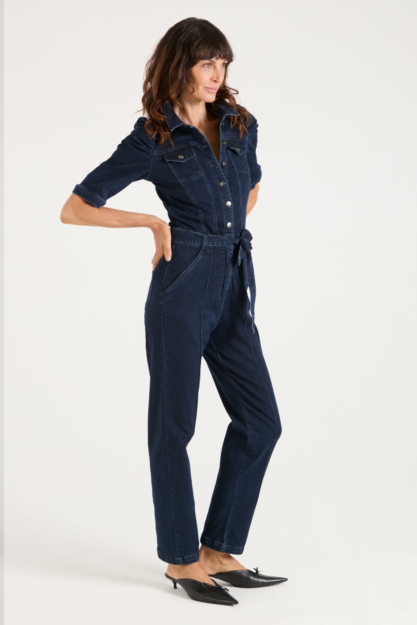 Sophie The Nipped In Tailored Jumpsuit | Got The Blues Baby [Blue Denim]