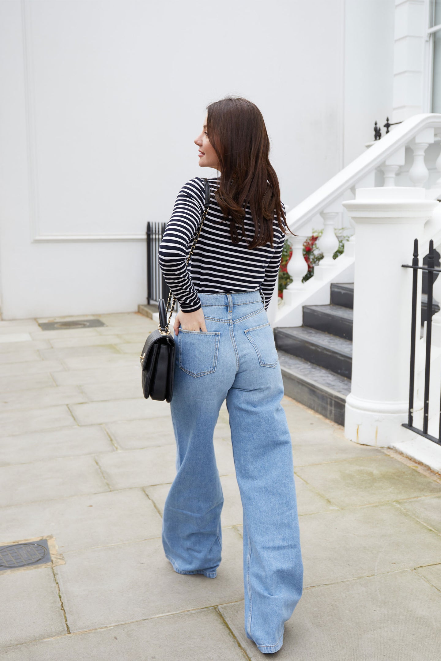 super high waisted wide leg long jeans women blue summer
