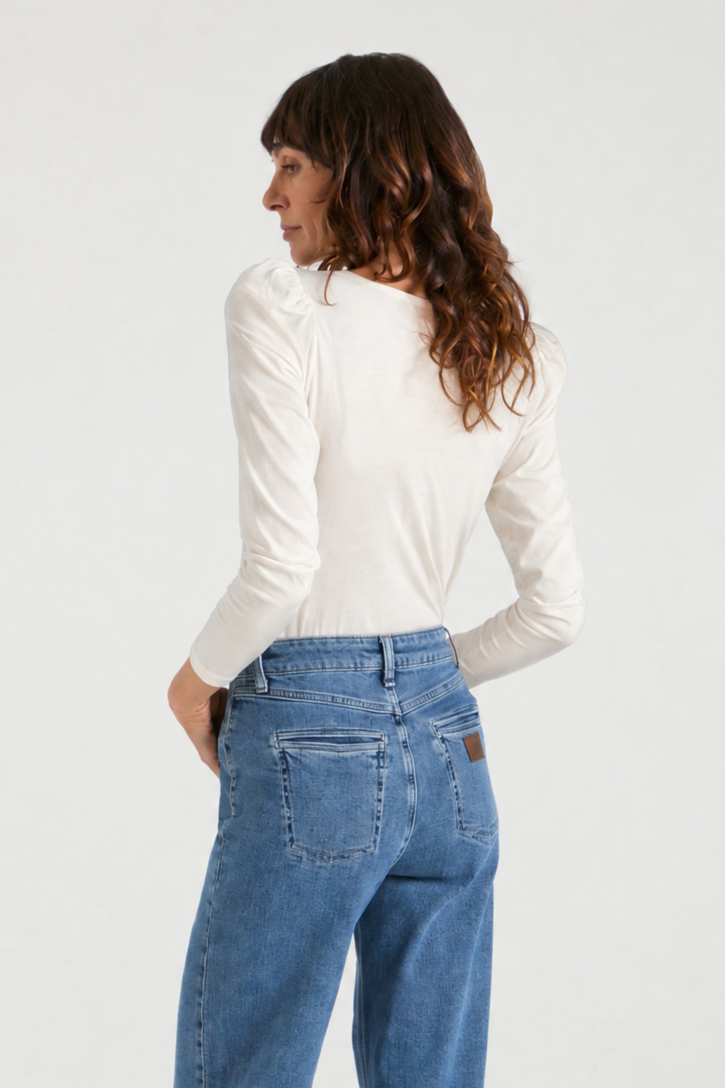 The Elspeth Top The Square Neck Puff Tee | Milk [White]