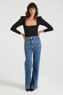 The Elspeth Top The Square Neck Puff Tee | Noir [Black]
