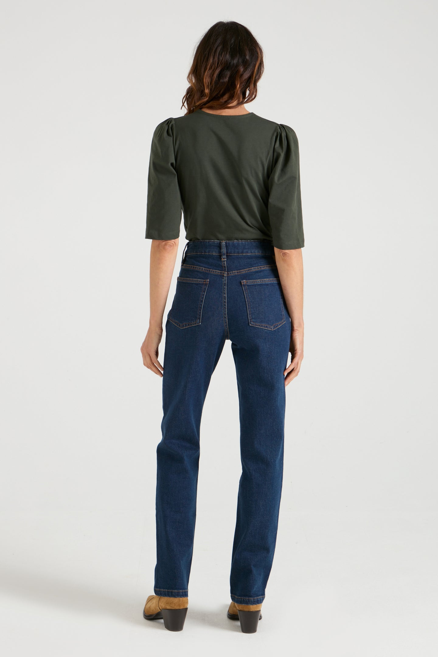 The Fiona Tee The Puff Sleeve Cowl Neck Tee | Forest [Dark Green]