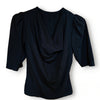 Fiona The Puff Sleeve Cowl Neck Tee | Noir [Black]