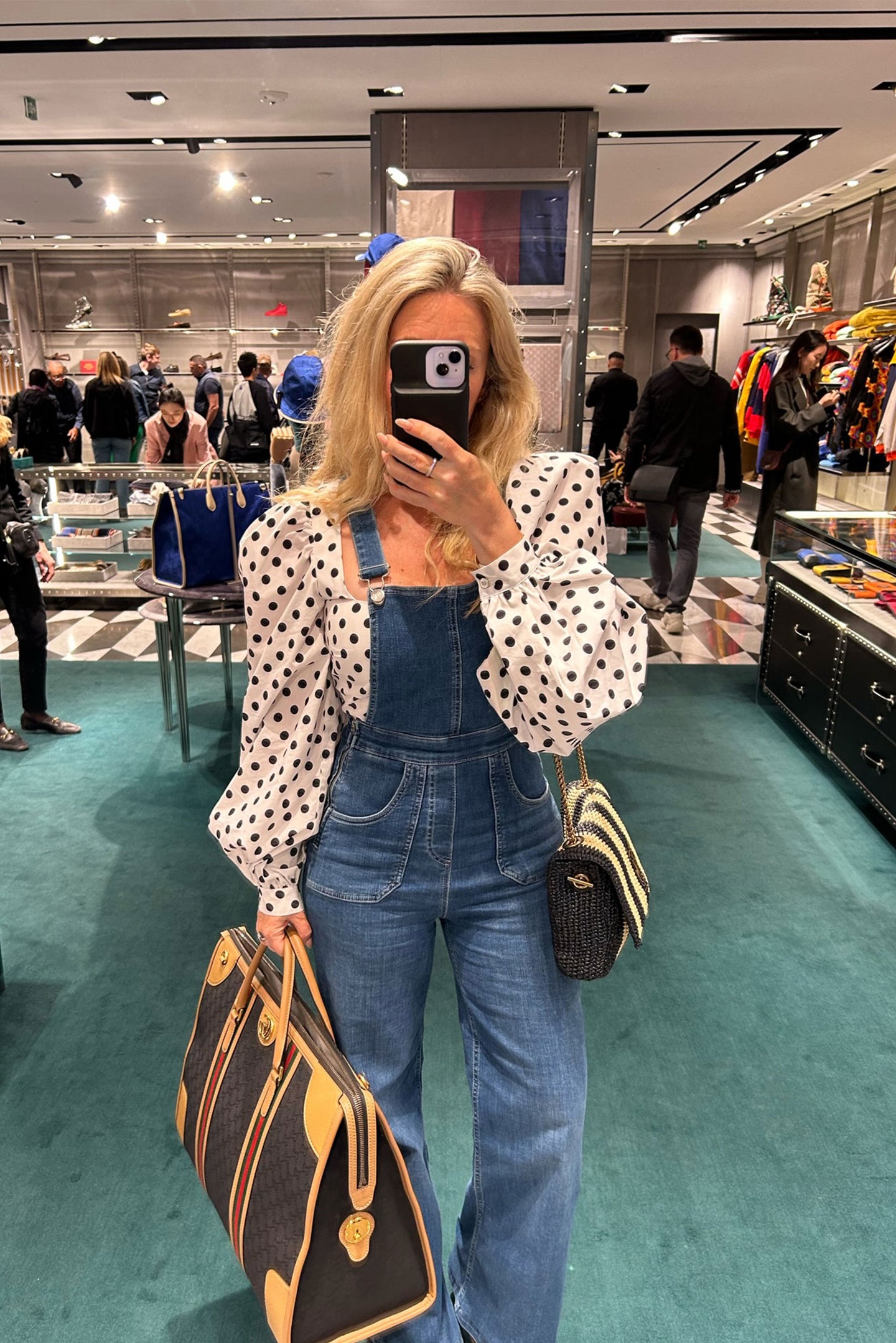 womens denim dungarees wide leg blue heather