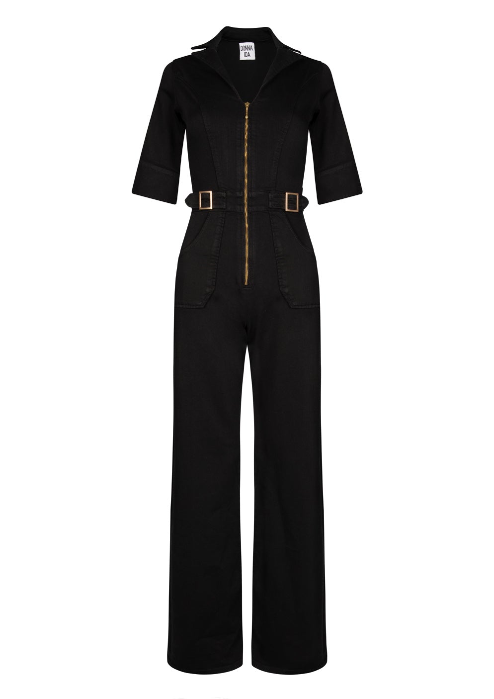 Cassandra The Extra Body Length Flared Jumpsuit | Blackest [TALL]