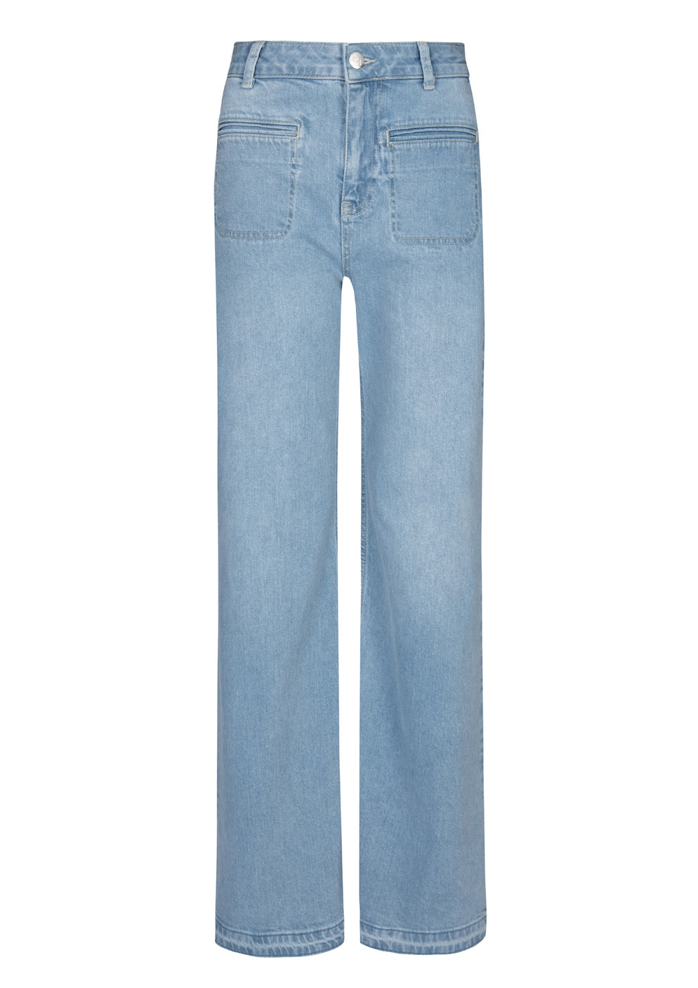 light wash denim wide leg jeans high waisted patch pocket kate