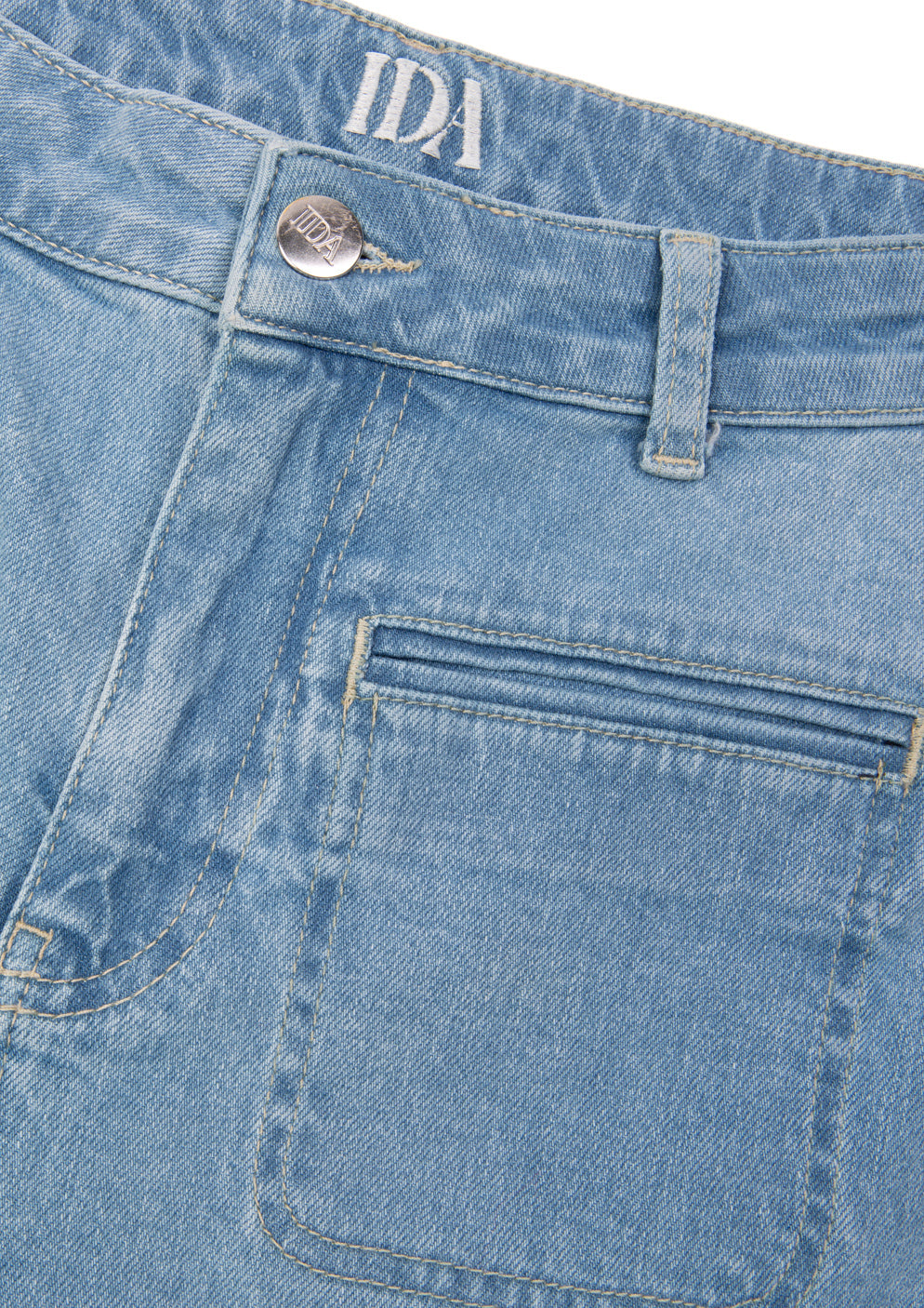 light wash denim wide leg jeans high waisted patch pocket kate