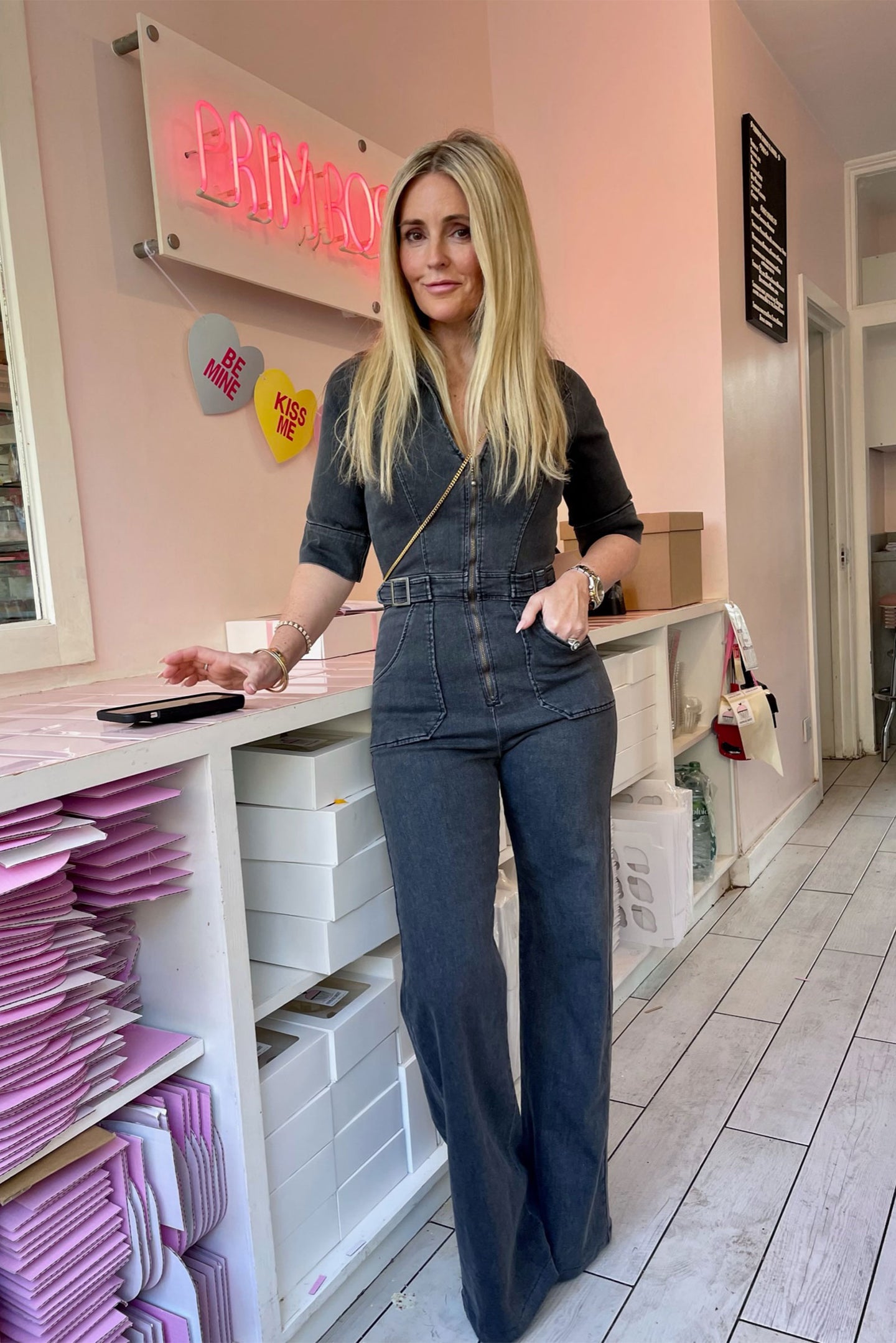 Organic Denim Jumpsuit - Cassandra, Grey Denim