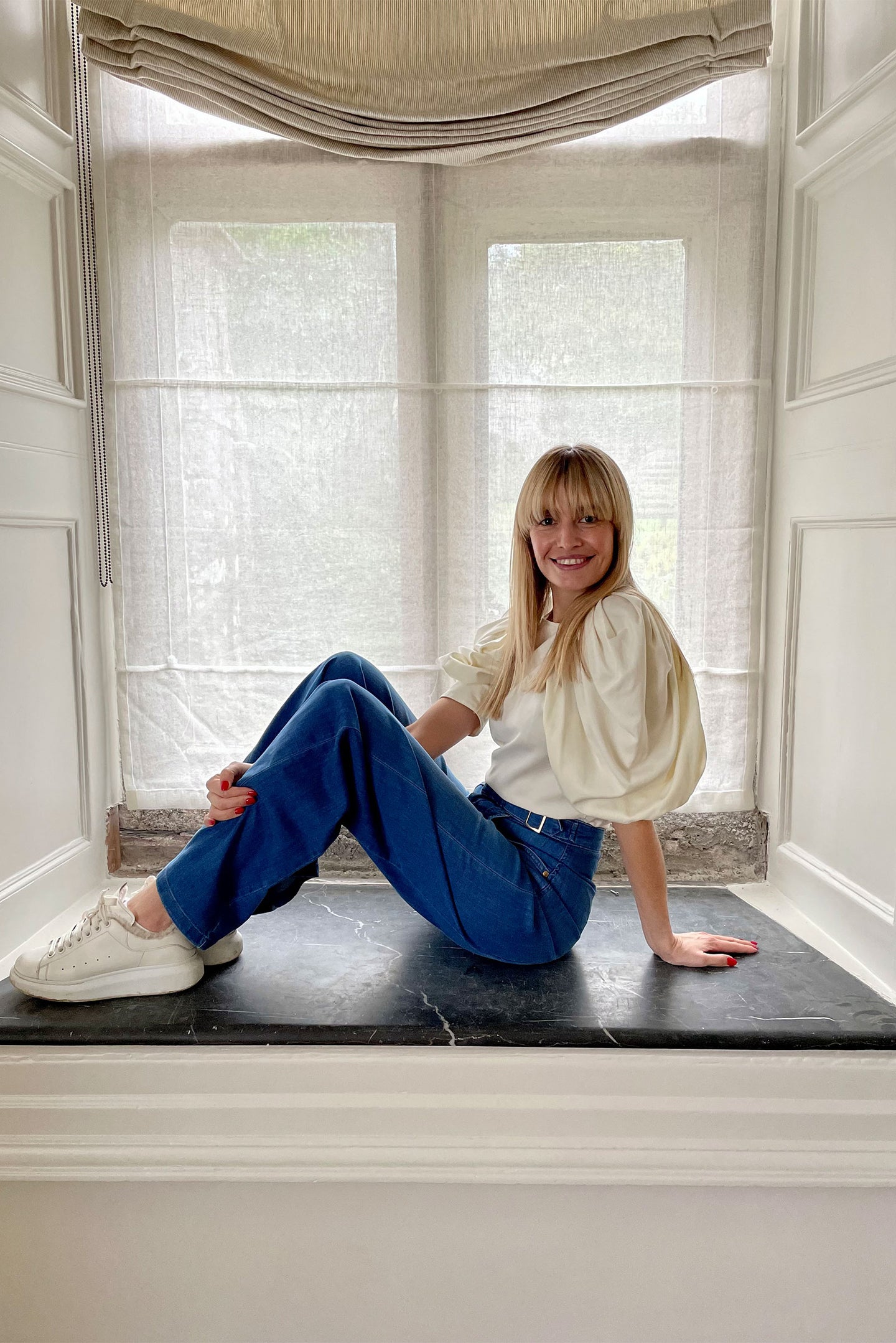 Minnie The High Top Full Length Wide Leg Flared Jeans | Lazy Afternoon [Classic Blue Denim]