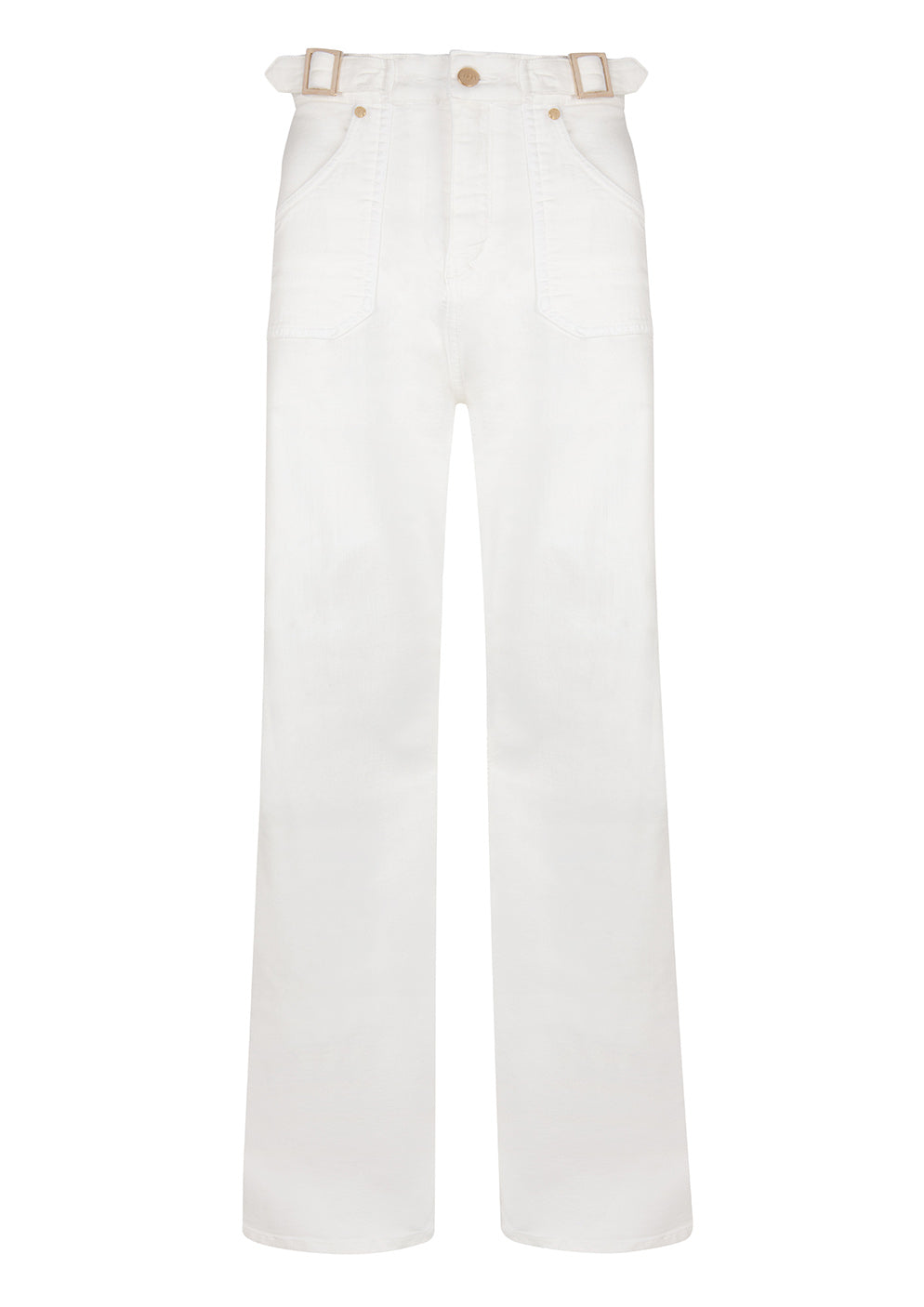 Minnie The High Top Full Length Wide Leg Flared Jeans | Milk [White Denim]